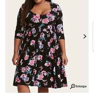 Torrid floral and butterfly dress